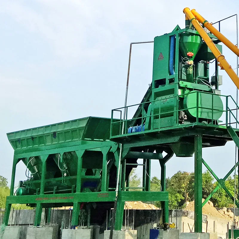 Portable concrete mixing equipment 750L twin shaft mixer machine 35m3/h Mobile Concrete Batching Plant price