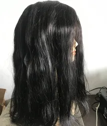 Natural Looking Black Color 20inch Long Straight Remy Human Hair Top Monofilament Full Wigs with for Alopecia Thinning Hair Loss