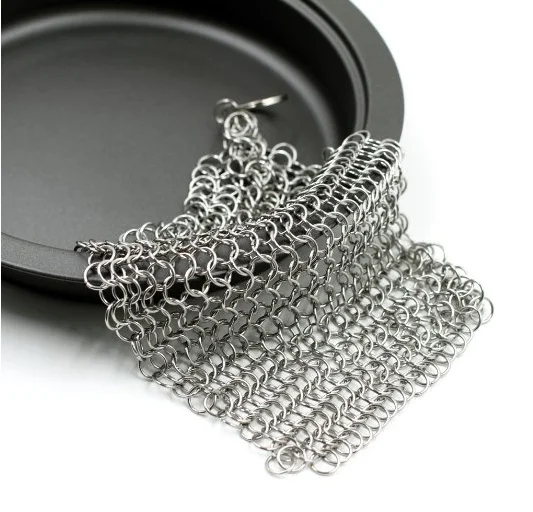 Chainmail Mesh Scrubber The Ringer Stainless Steel Chainmail Cast Iron Cleaner