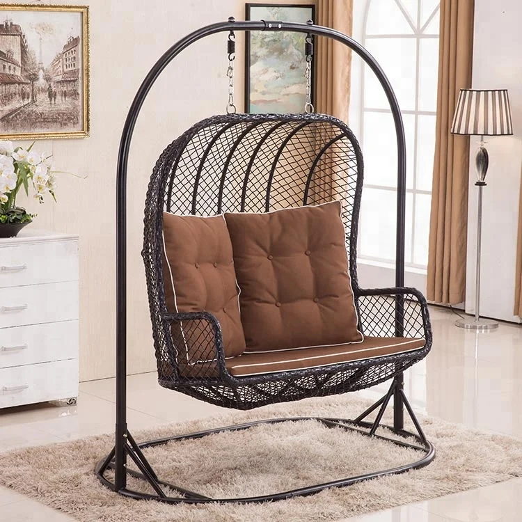 Excellent quality double seat rattan hanging chair outdoor indoor swing chair for adults