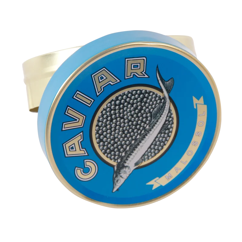 Food grade gold printing metal tin box packaging Italian caviar metal tin can