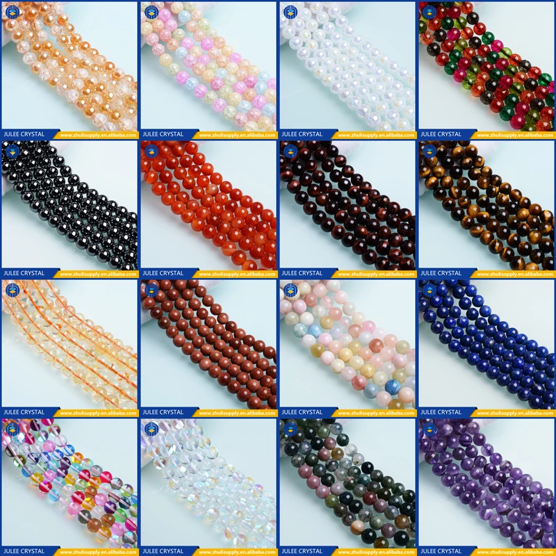 
JULEE Natural Stone Beads 8mm Round Semi Precious Tiger Eye Stone Beads 