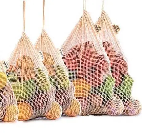 
Set of 6 Fresh Reusable Cotton Veggie Produce Organic Cotton Vegetable Mesh Bags 