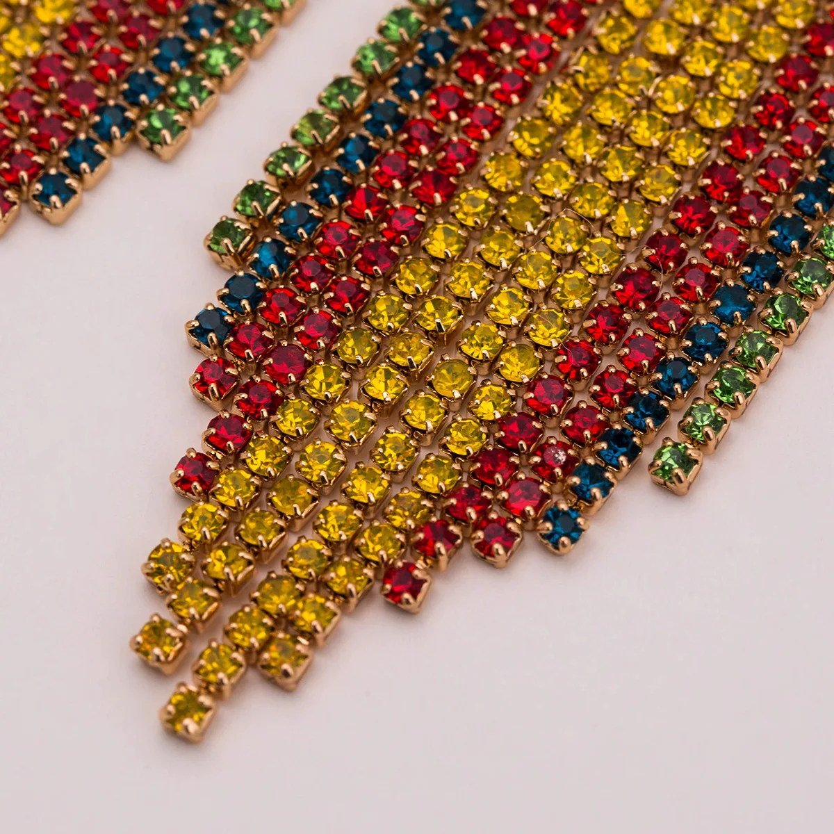 180902609 luxury long crystal tassel earrings wholesale statement earrings rhinestone dangle face  earrings for prom