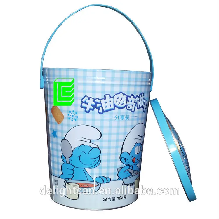 большой круглого печенья жестяная бочка с ручкой