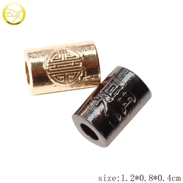 Zinc alloy jewelry accessories customized raise logo cylinder beads for bracelet making