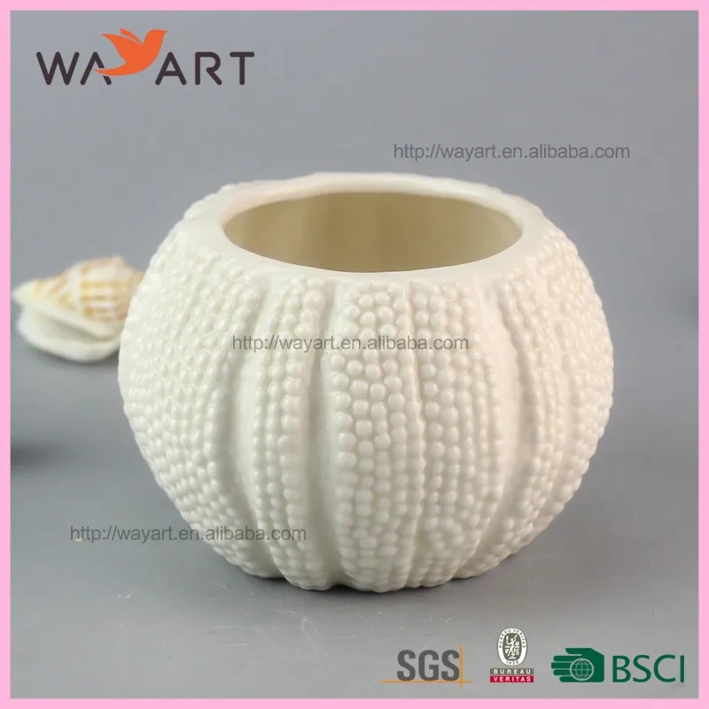 
Hot Sale White Sea Urchin Design Ceramic Flower Pots Wholesale 