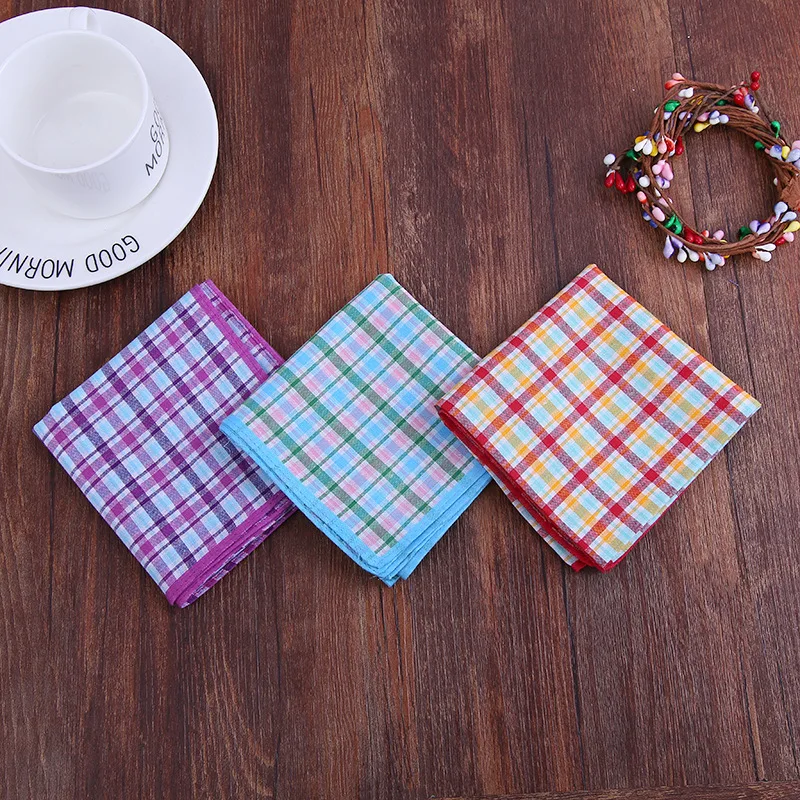 100% Cotton Print Ladies Plaid Handkerchief