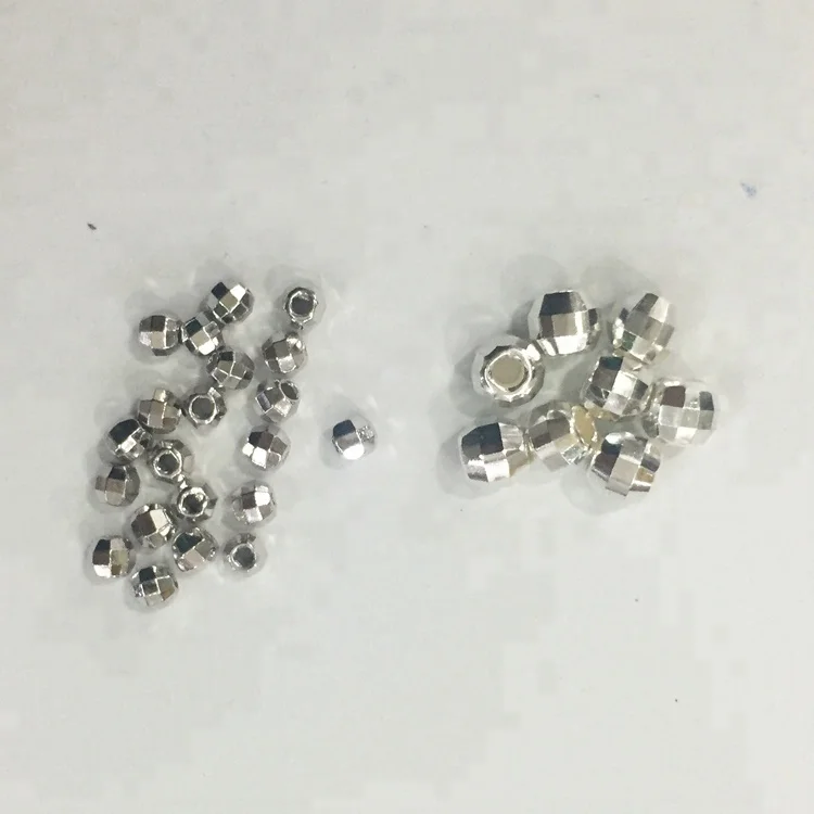 Граненые бусины из серебра 925 пробы, 2,5 мм и 4 мм, ювелирные изделия, бусины из чистого серебра «сделай сам»