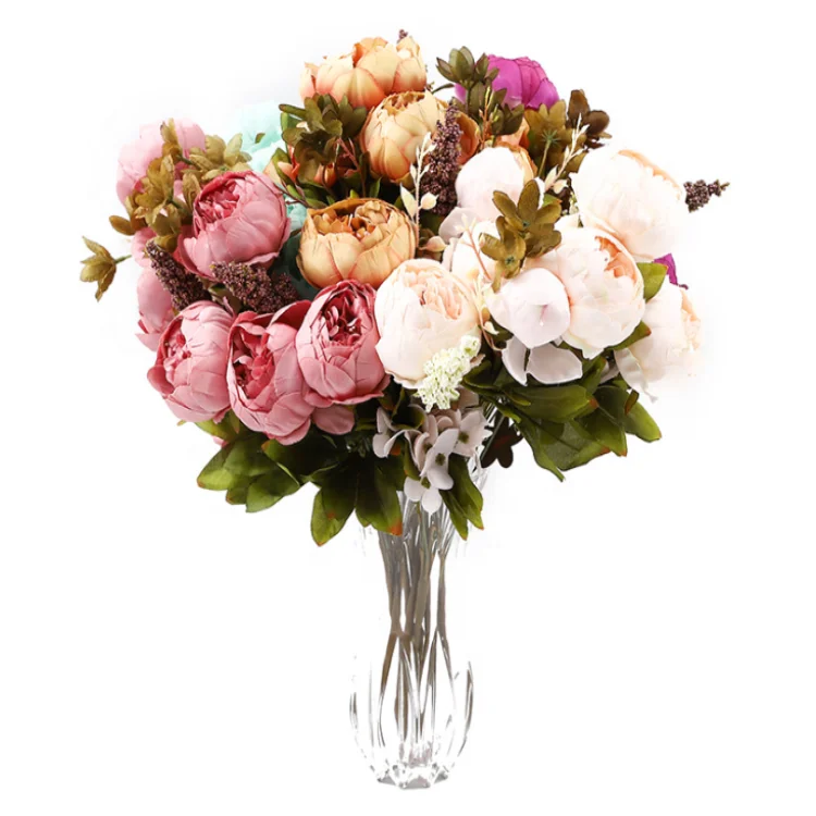 
13 Forks European Heart artificial peony flower bouquet for home decoration 