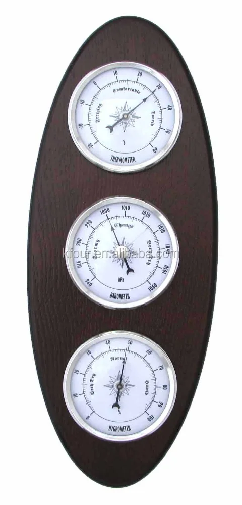High quality wooden weather station with barometer thermometer and hygrometer mechanism for home decorative