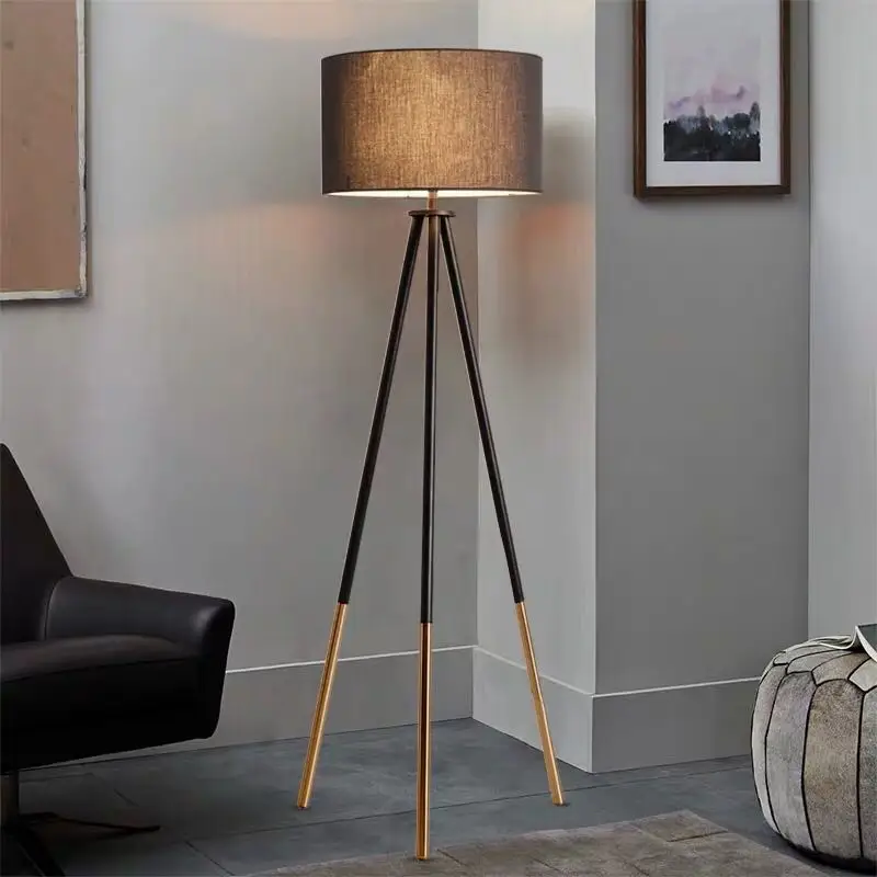 modern floor led lamp tripod fabric shade floor lamp for living room standing lamp