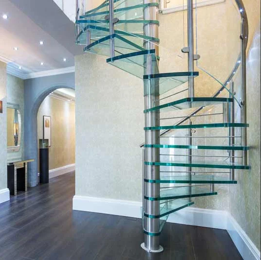 
Steel glass spiral staircase stairs with modern railing 
