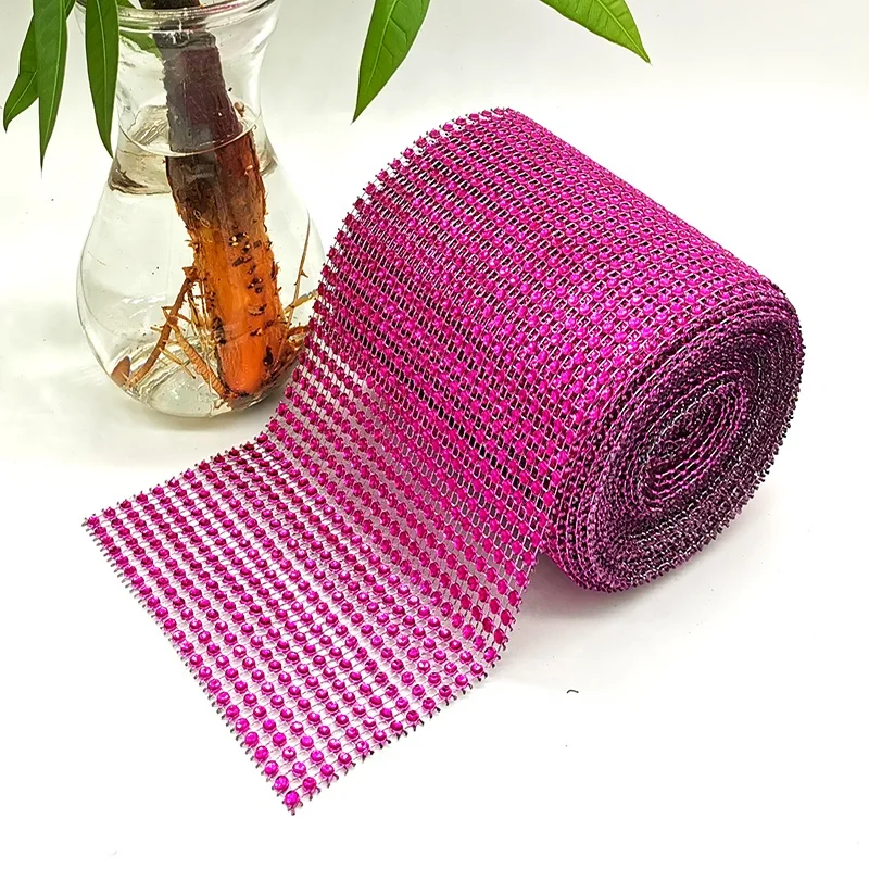 24 rows 4 mm factory direct sales gold plastic rhinestone mesh trimming cup chain diamond net roll decorative accessories