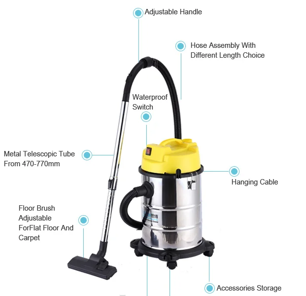 Central 30 liters 1200w Garden Industrial Wet Dry Vacuum Cleaner