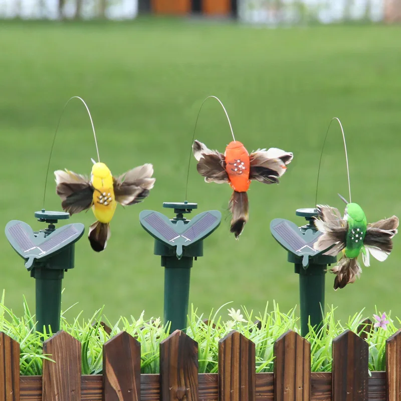 A68 Power Vibration Dancing Fly Fluttering Bird For Garden Yard Decor Stake Flying Fluttering Solar Hummingbird