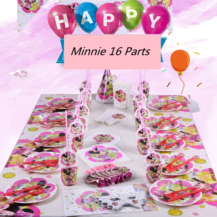 Minnie birthday Party sets cartoon characters Paper party sets for kids birthday decorations