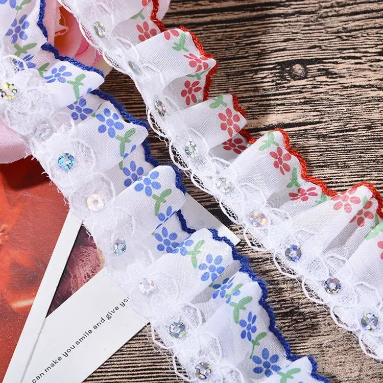 Wholesale Wholesale Iridescent Ruffled Edging DIY Wrinkle Organza Lace Wedding Pleated Accessories Fabric