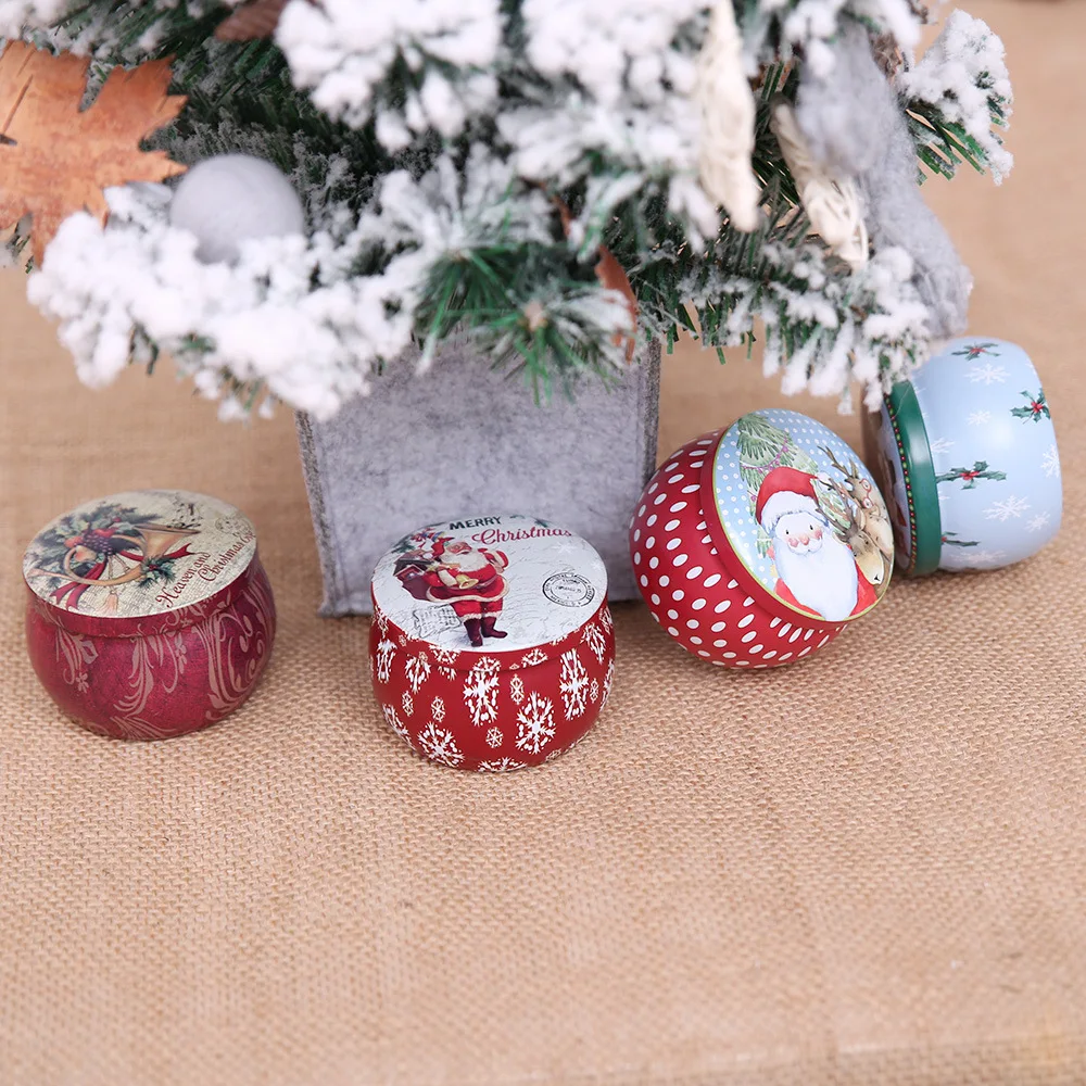 Christmas Decorations Santa Claus Snowman Iron Christmas Ball Pendant Gift Box Candy Jar