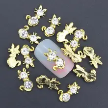 10 Pcs Glitter Gold Persian Cat 3D Rhinestones For Nail Art Decorations On Gel Polish DIY