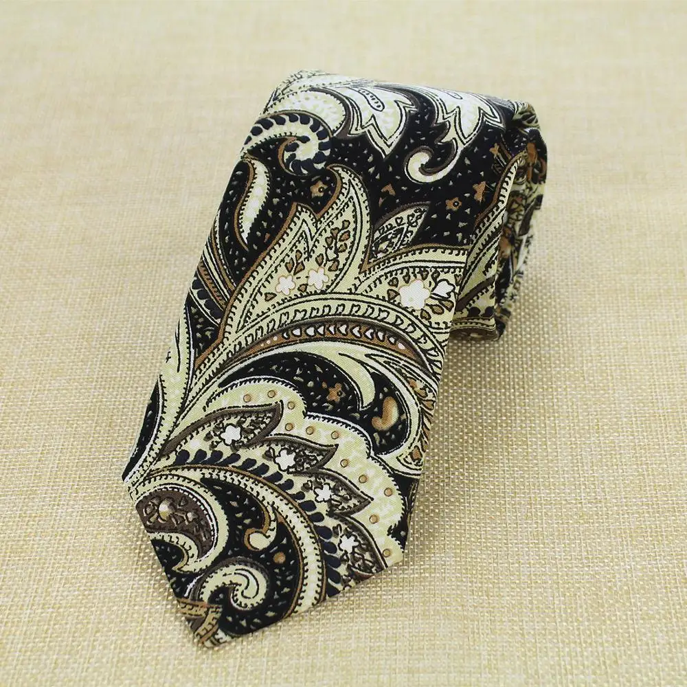 Хлопковый Галстук Пейсли Мужской галстук с цветочным принтом для свадебной вечеринки