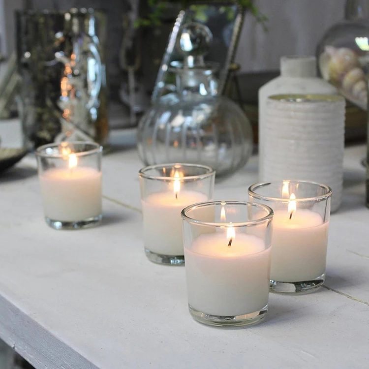 new products 48 Pack Unscented Long Burning Clear candle glass jar