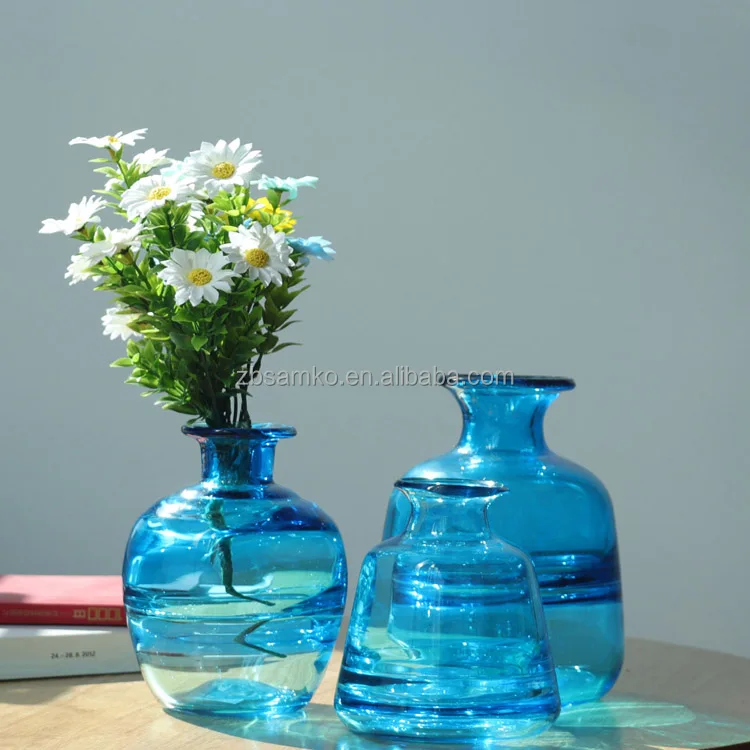 Nordic Transparent Home Living Decoration Hand Blown Colored Flower Glass Vase