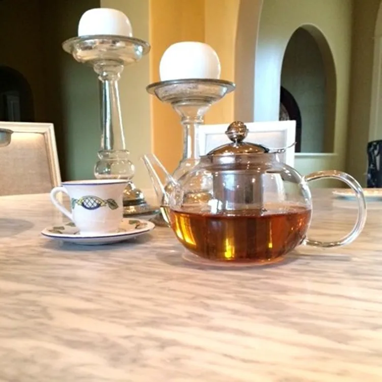 Glass Teapot Kettle with Stainless Steel Infuser Stovetop Safe Blooming and Loose Leaf Tea Large Capacity 1200ml 40oz