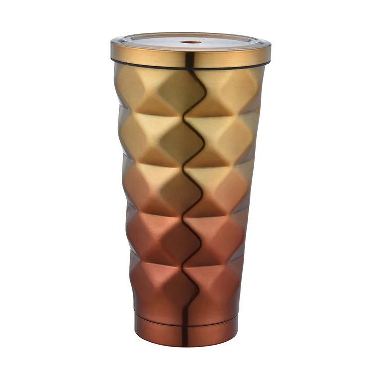 Double wall stainless steel tumbler with lid customized logo stainless steel straw coffee mug factory price wholesale