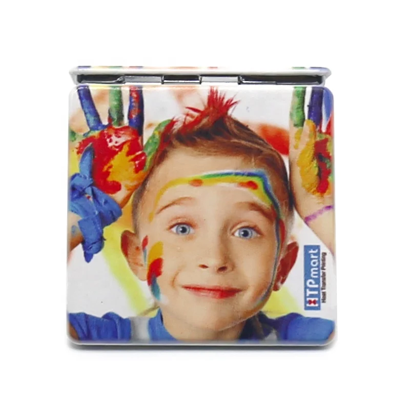 Custom Logo Foldable PU Leather Makeup Mirror Small Hand Double Sided Pocket Mirror Cosmetic Mini Metal Vanity Mirror