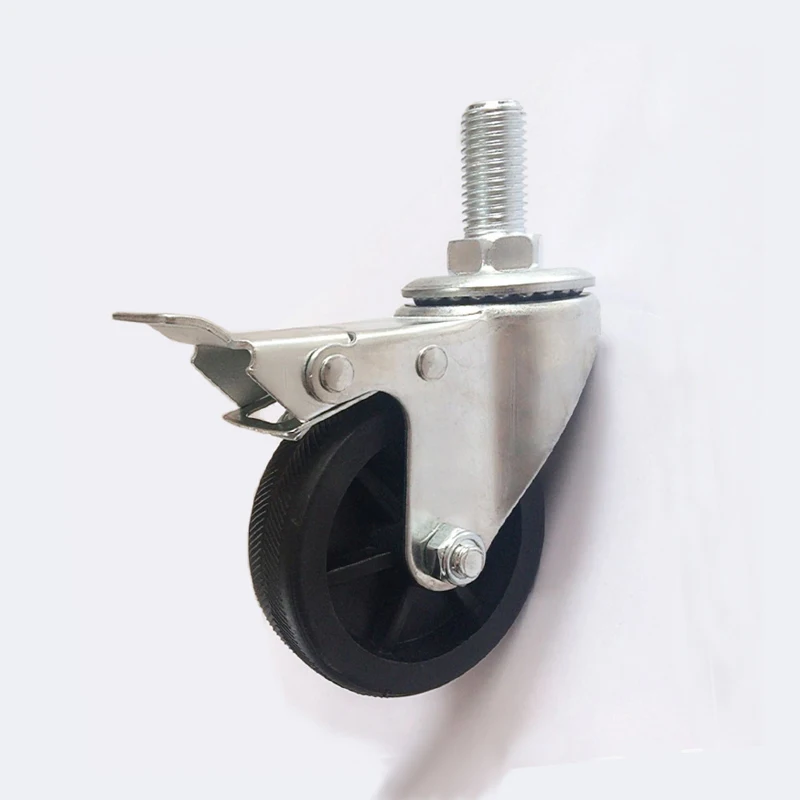 
3 inch environmentally friendly hard black plastic wheel brake caster 