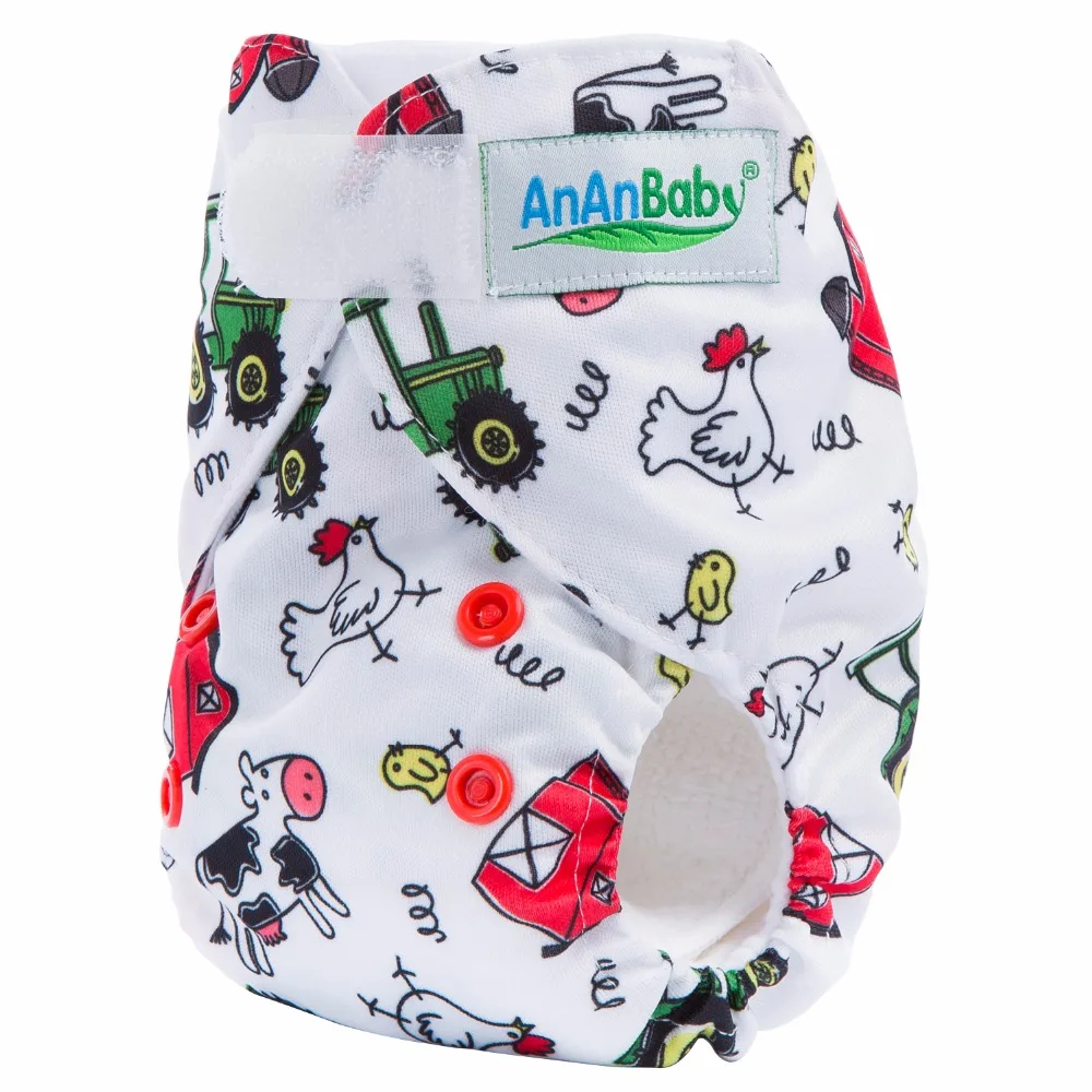 
Ananbaby Adjustable Cotton Cloth Nappies printed Cloth Diapers Newborn Baby Cloth Nappy 