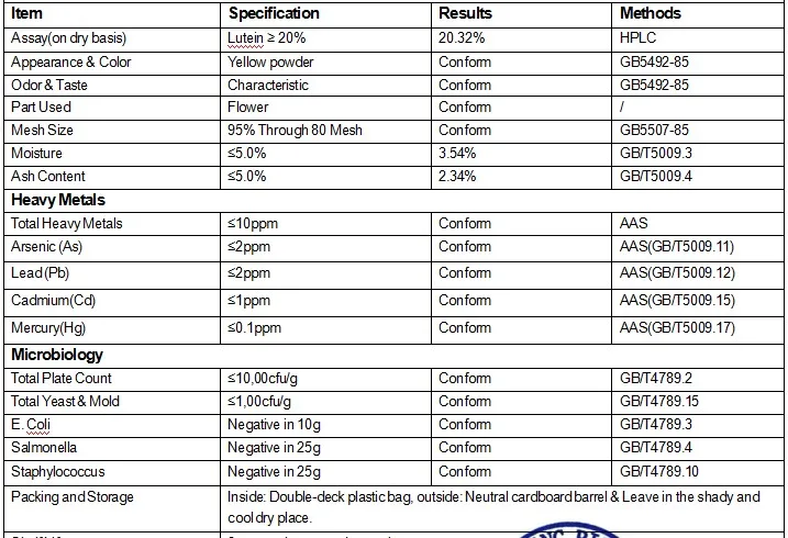 Marigold extract Lutein 5%-98% ORGANIC/HALAL/KOSHER/HACCP Certifications