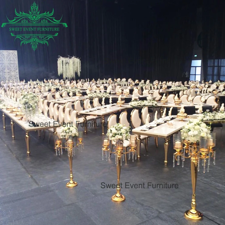 Wedding event fancy design carved back golden bridal chairs
