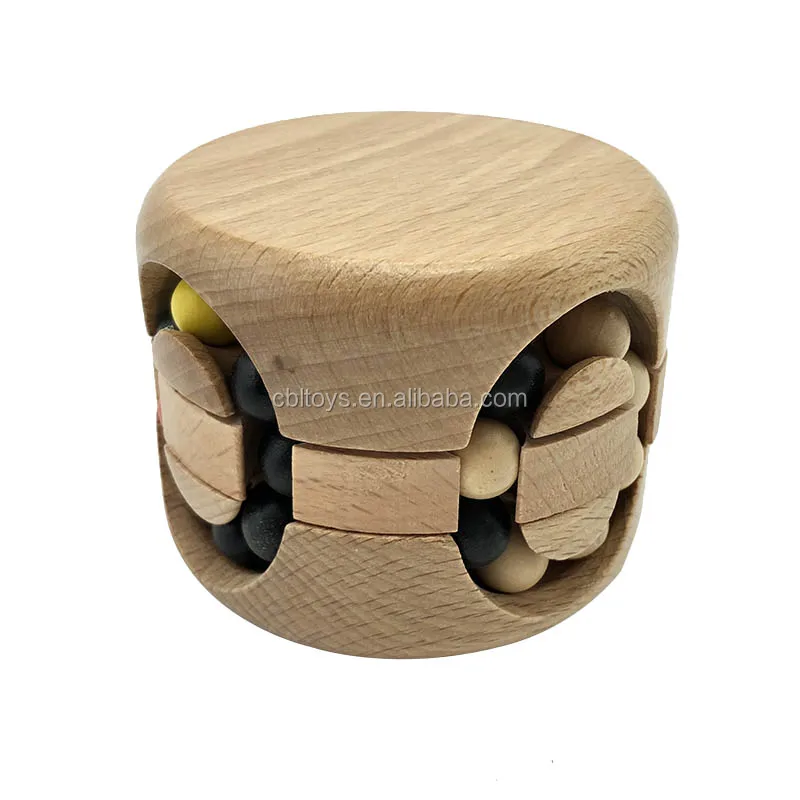 wholesale best price 3D brain teaser funny cube iq toy wooden puzzle with beads CBL4007