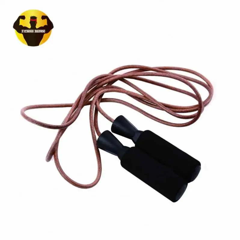 Manufacturer Wholesale Foam Handle Leather Jumping Cowhide Rope Fitness Skipping