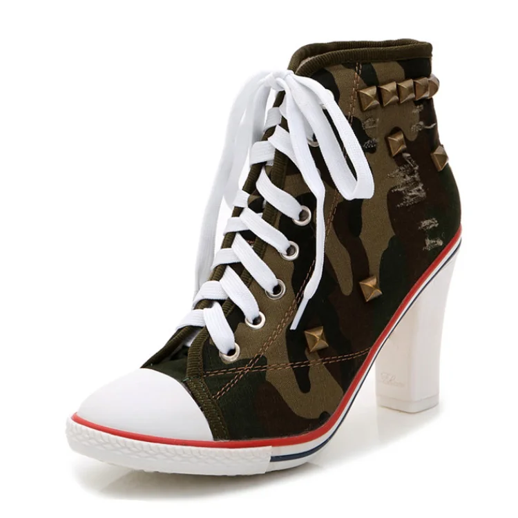 Popular Canvas High Heel  Sports Running Sneakers for Women