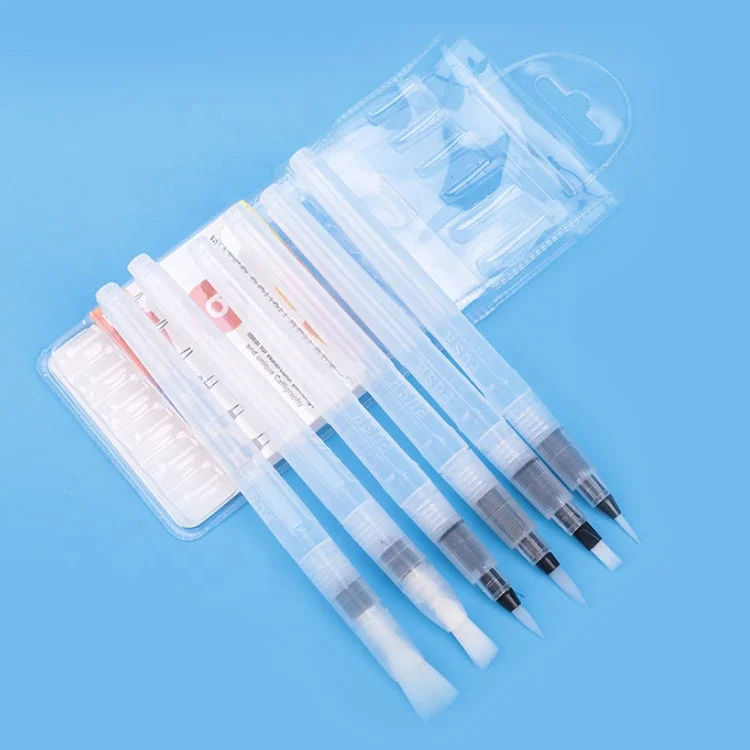 
Professional refillable paint transparent tube coloring fibras punta pincel felt tip brush pen 