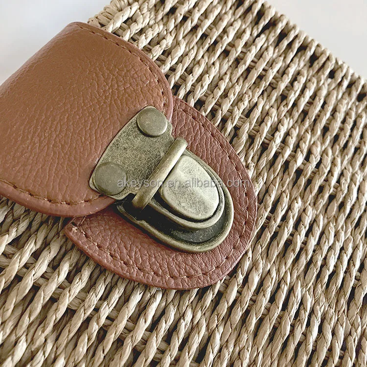 
Wholesale Monogram Personalized Women Handbag Summer Beach Rattan Woven Straw Bag 