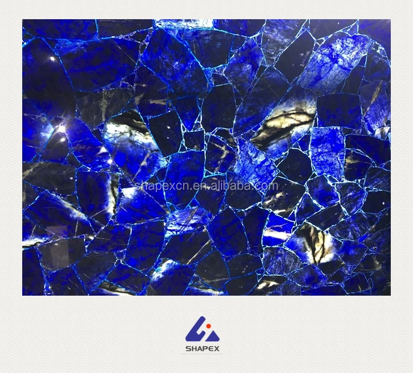 
Custom cut blue onyx salb agate marble table top 