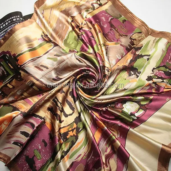 Ван Гог картина маслом, красный дом из материала имитирующего шелк атлас 90*90 см квадратный tudung шарф