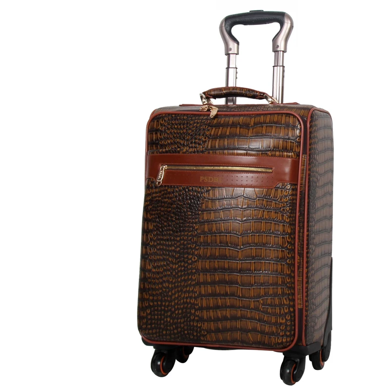 2019 PU Leather Cabin Luggage Smart 4 Wheel Carry On Business Laptop Suitcase Trolley Bags Luggage