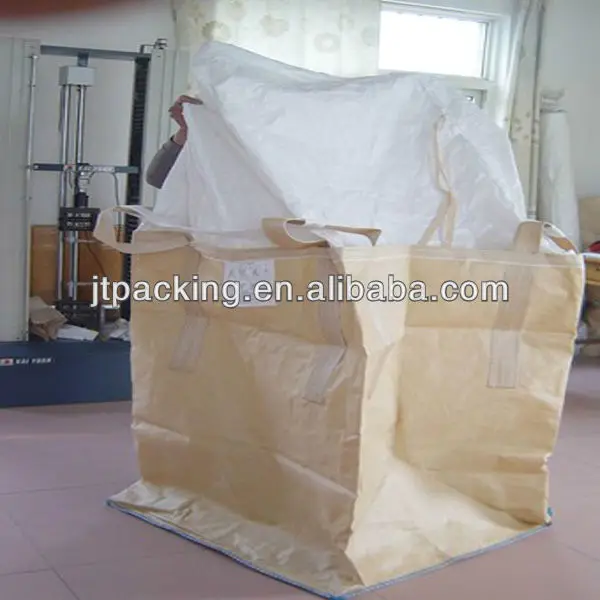 100% PP FIBC 1000kg Ton Jumbo Cement Packing Big Bulk Cooler Discharger Salt factory woven fibc bag made by Germany machine