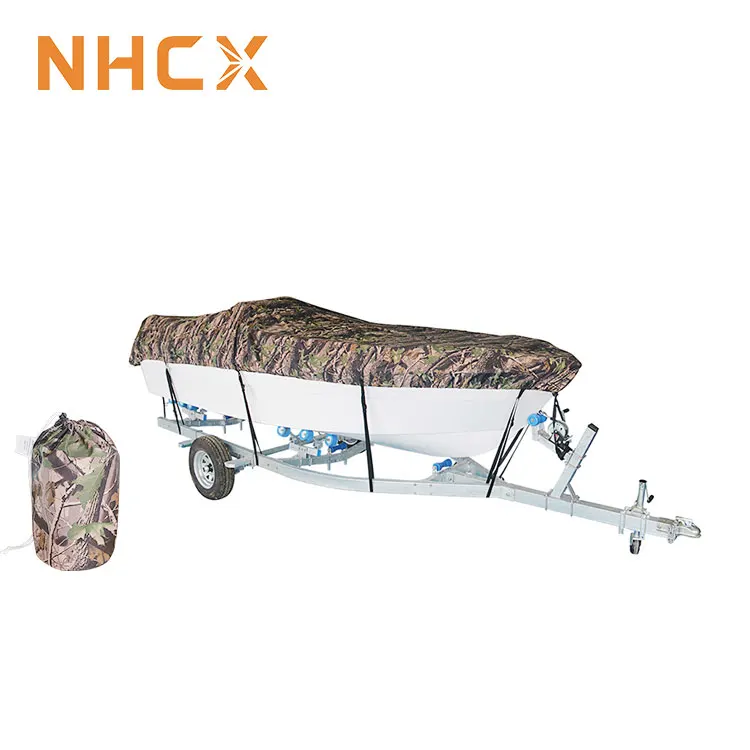 NHCX Universal Trailerable Boat Cover Jungle Wood Camo Style Boat Cover