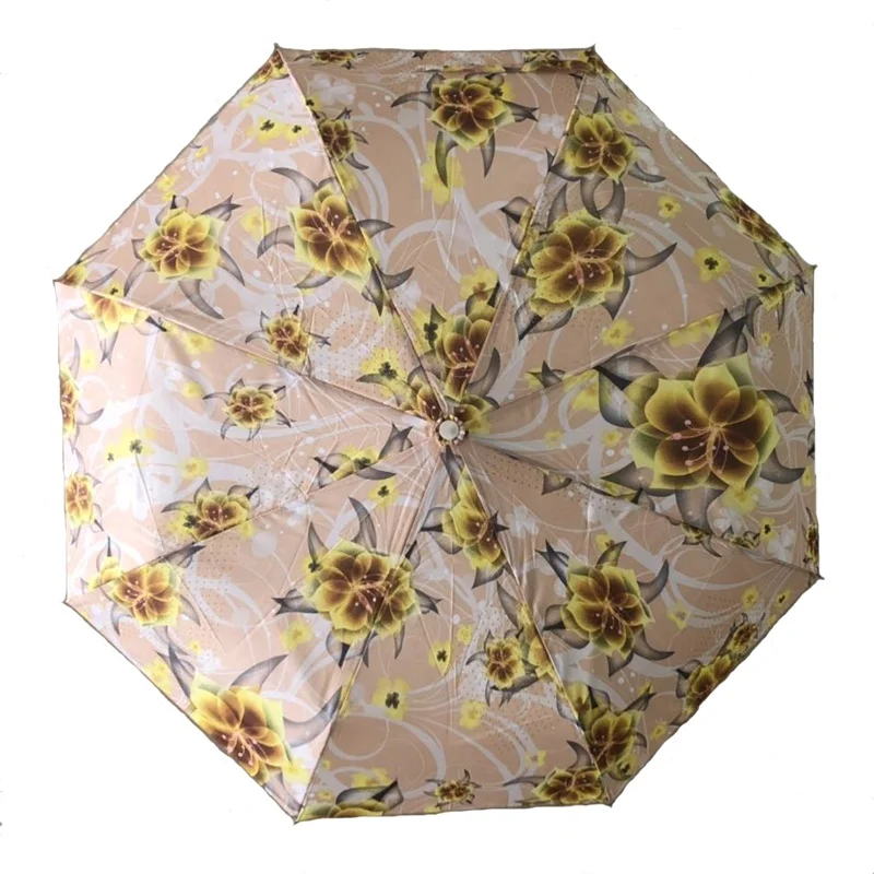 21inch*8k 190T pongee fabric 3 fold umbrella with plastic handle auto open auto close