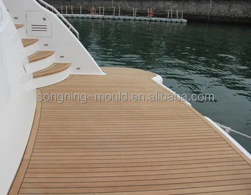 Marine Vinyl Fooring, Rubber Non-Skid Synthetic Teak Wood Decking For Boat