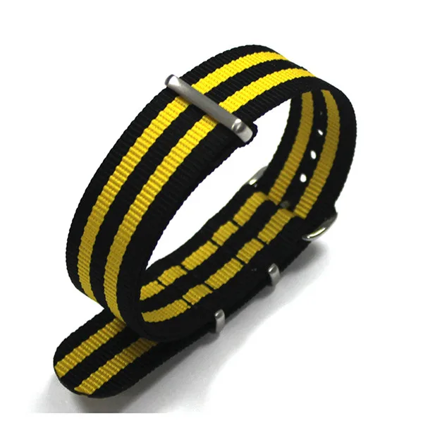 Black yellow black yellow black ring nylon webbing watch strap