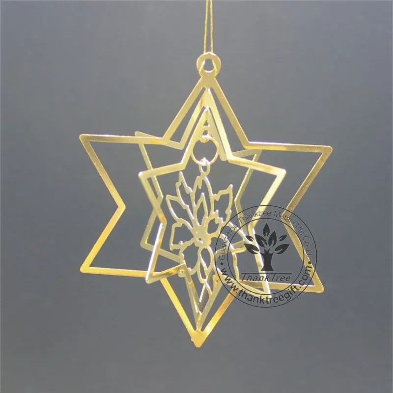 metal craft 3d metal Christmas ornament with a gift box hanging