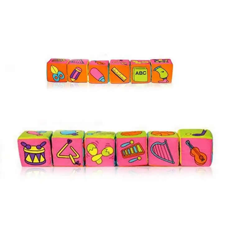 Custom Designs Plush Words and Pictures Cube Block Soft Baby Education Toy Dice Toys