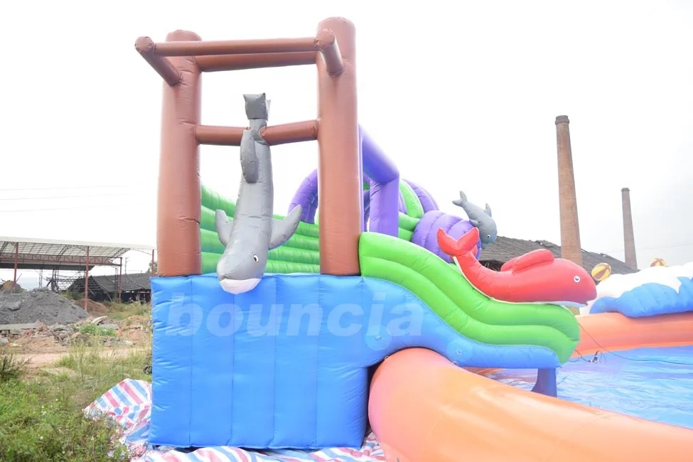 20m Big Portable Inflatable Water Sport Park Slide Pool For Land